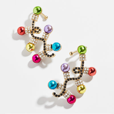 1 Pair Cute Elk Alloy Rhinestone Inlay Christmas Drop Earrings for Women