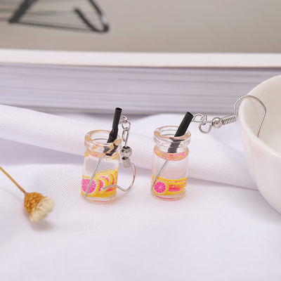 1 Pair Cute Fruit Cup Glass Silver Plated Women's Drop Earrings