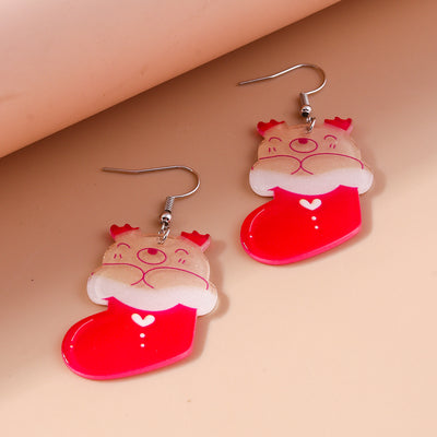 1 Pair Cute Santa Claus Snowman Christmas Drop Earrings