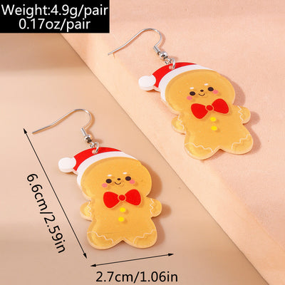 1 Pair Cute Santa Claus Snowman Christmas Drop Earrings