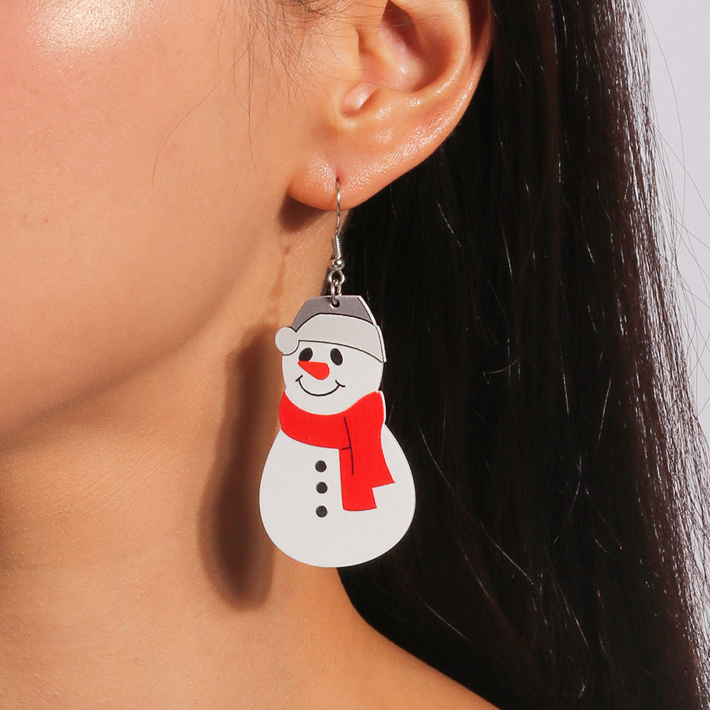 1 Pair Cute Santa Claus Snowman Christmas Drop Earrings