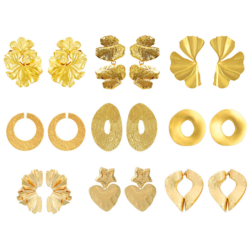 Elegant Irregular Gold Plated Alloy Drop Earrings