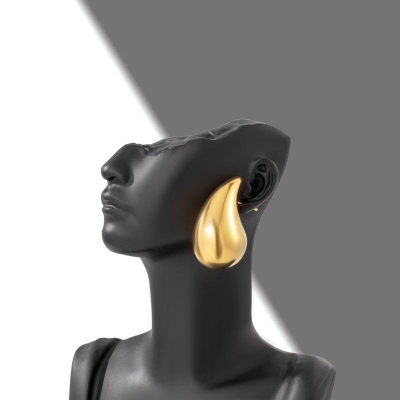 Elegant Water Droplet Stainless Steel Earrings - Unique Design Studs