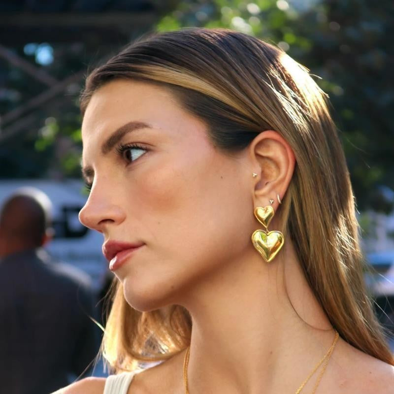 Elegant Heart Shape Titanium Steel Drop Earrings for Women