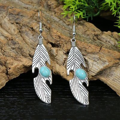 Ethnic Geometric Turquoise Alloy Drop Earrings for Women