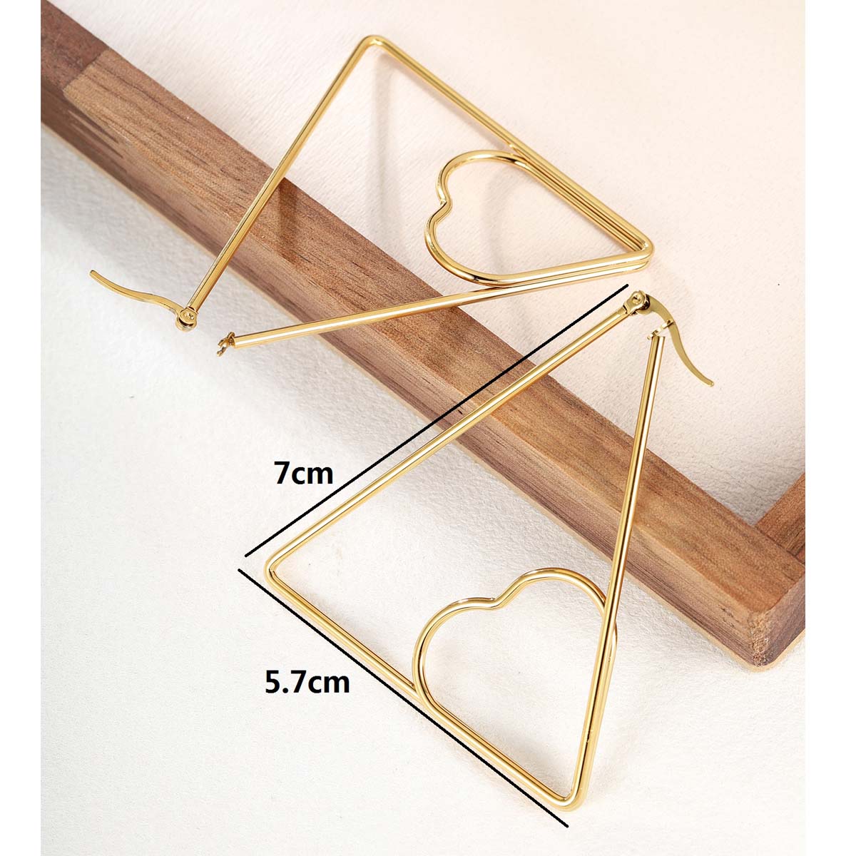 Exaggerated Fashion Triangle Round Stainless Steel Hoop Earrings