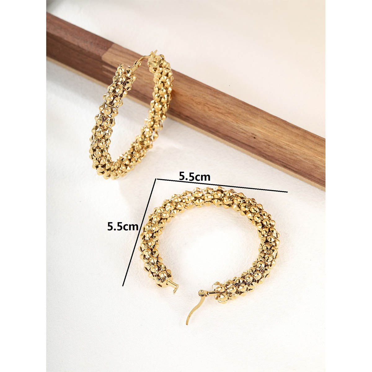 Exaggerated Fashion Triangle Round Stainless Steel Hoop Earrings
