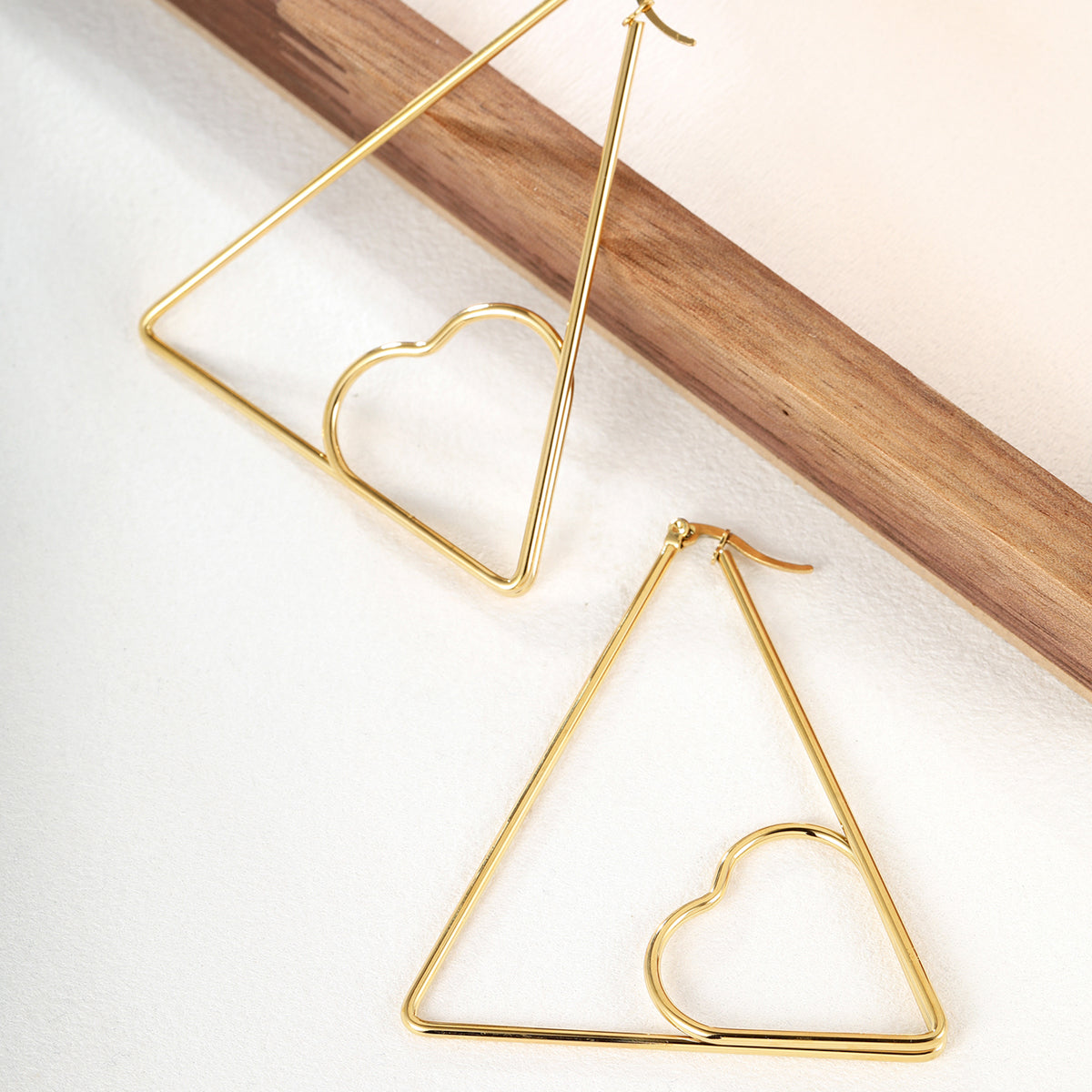 Exaggerated Fashion Triangle Round Stainless Steel Hoop Earrings