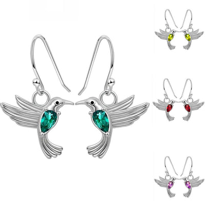 1 Pair Fashion Hummingbird Zirconia Earrings for Mother's Day