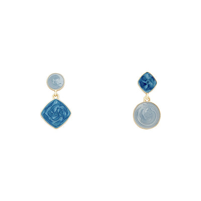 1 Pair Asymmetrical Enamel Plated Alloy Drop Earrings for Women