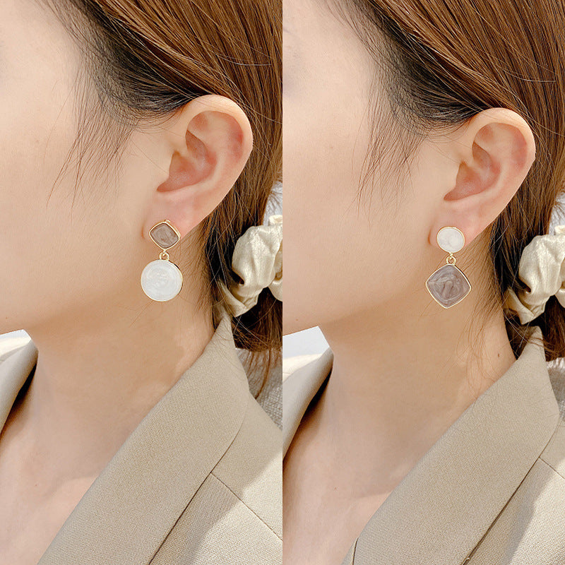 1 Pair Asymmetrical Enamel Plated Alloy Drop Earrings for Women