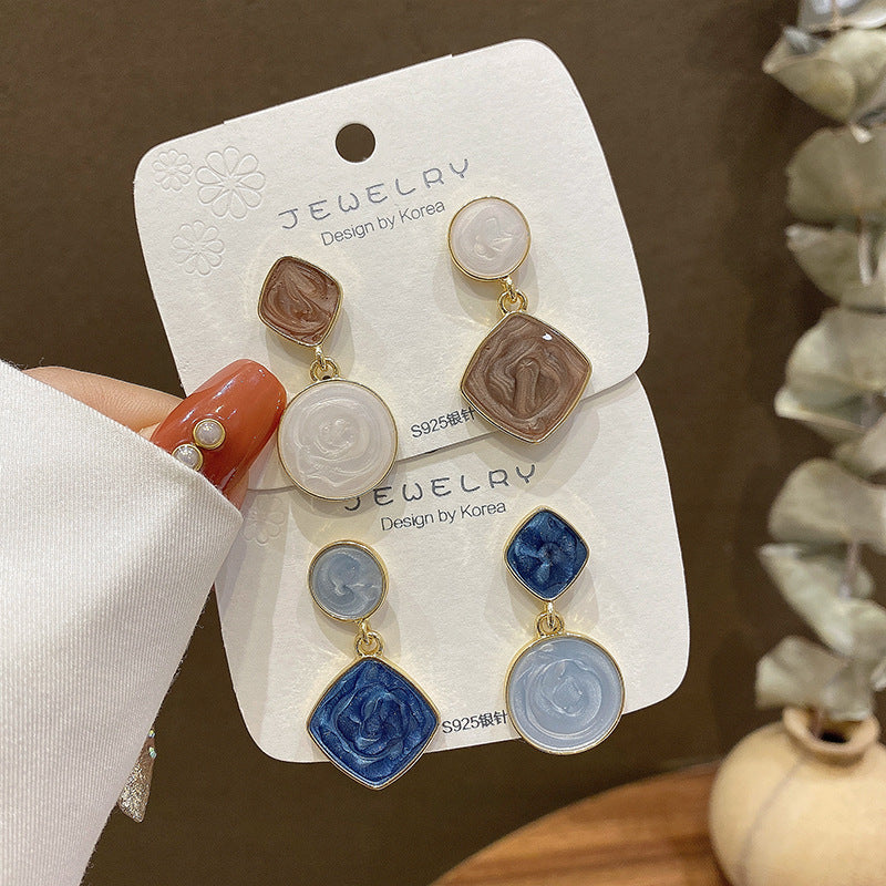 1 Pair Asymmetrical Enamel Plated Alloy Drop Earrings for Women