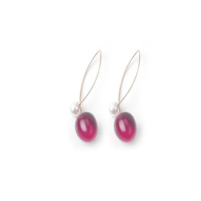 1 Pair Gradient Cherry Pearl Drop Earrings for Women