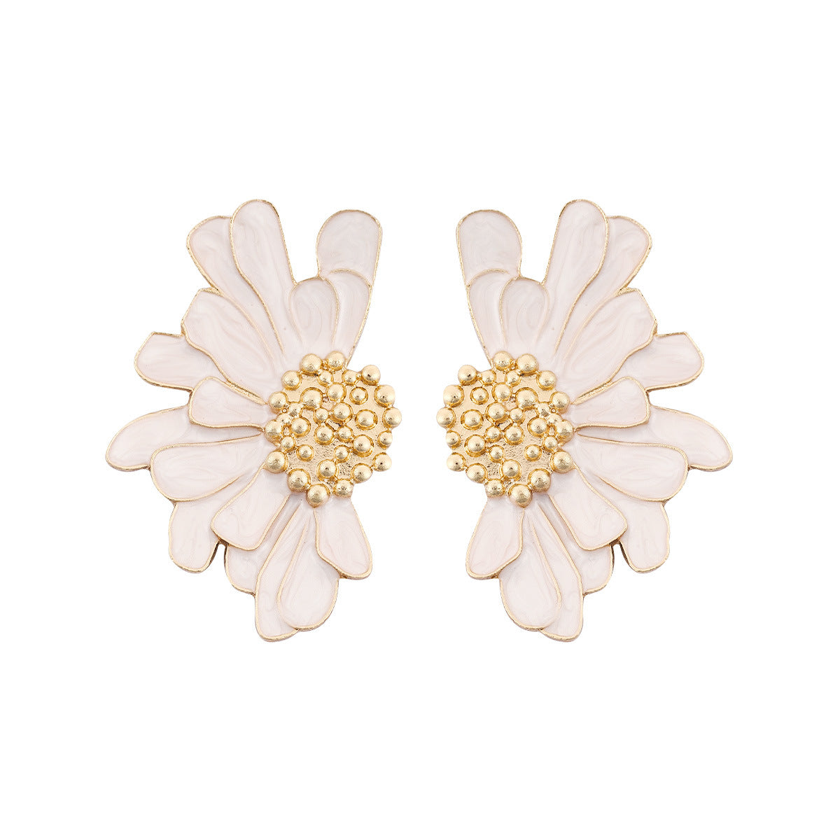 1 Pair Vintage Enamel Flower Petal Stud Earrings for Women