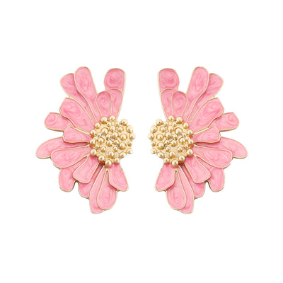 1 Pair Vintage Enamel Flower Petal Stud Earrings for Women