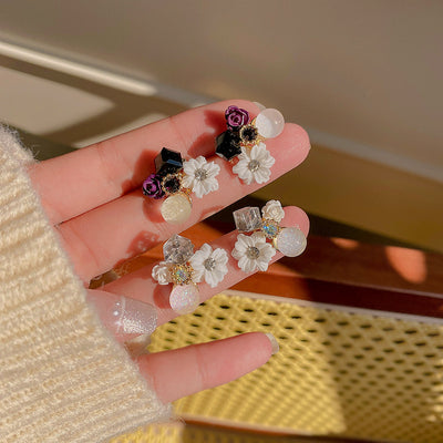 1 Pair Elegant Flower Alloy Rhinestone Inlay Women's Earrings