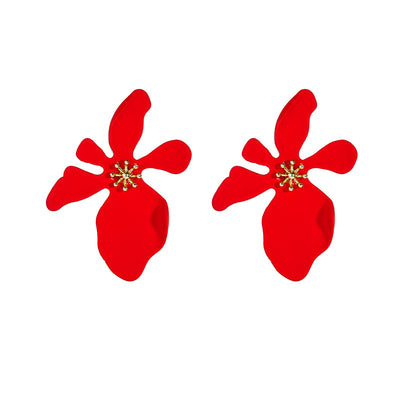1 Pair Matte Flower Alloy Women's Statement Earrings with 925 Silver Post