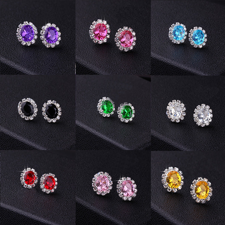 1 Pair Fashion Geometric Alloy Plated Rhinestone Zircon Stud Earrings for Women