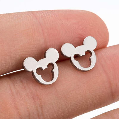 1 Pair Cute Mickey Head Geometric Stainless Steel Earrings
