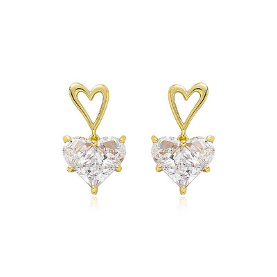 1 Pair Elegant Heart Shape Crystal Alloy Drop Earrings for Women