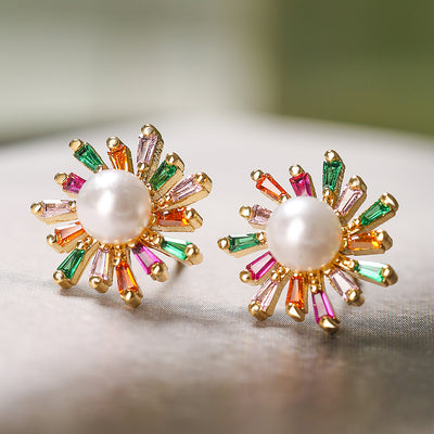 1 Pair Elegant Heart Bird Copper Zircon Stud Earrings