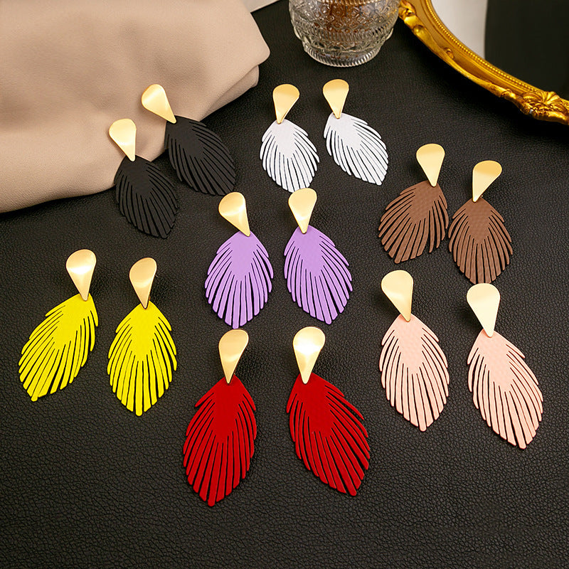 1 Pair Vintage Leaf Plated Women's Drop Earrings
