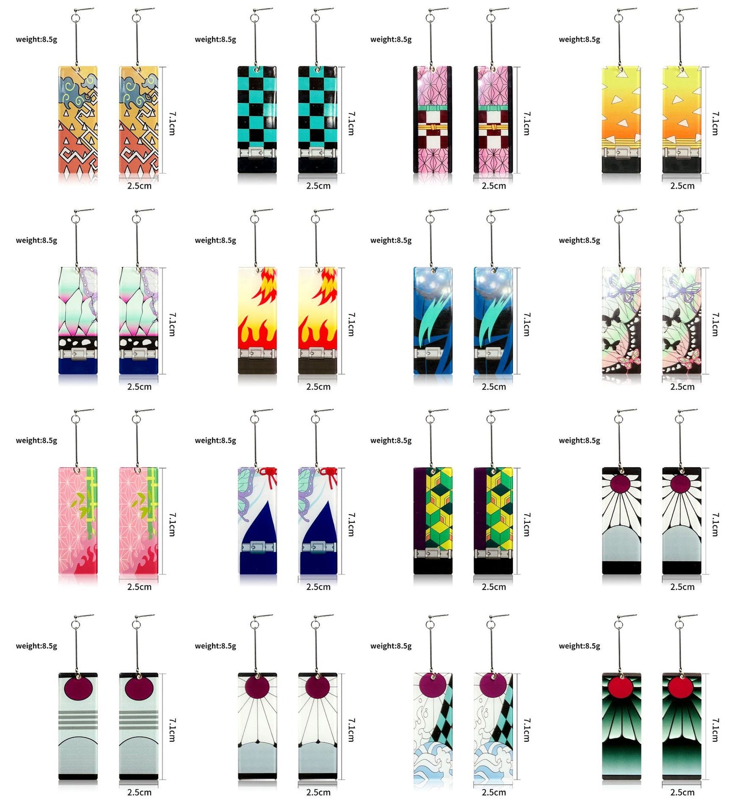 1 Pair Acrylic Rectangle Drop Earrings Inspired by Anime Characters