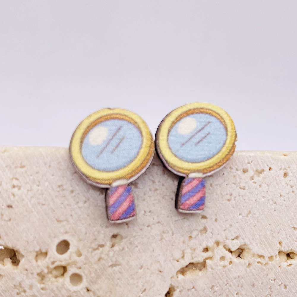 1 Pair Fashion Scissors and Pencil Wood Women's Ear Studs - Back to School Teacher's Collection