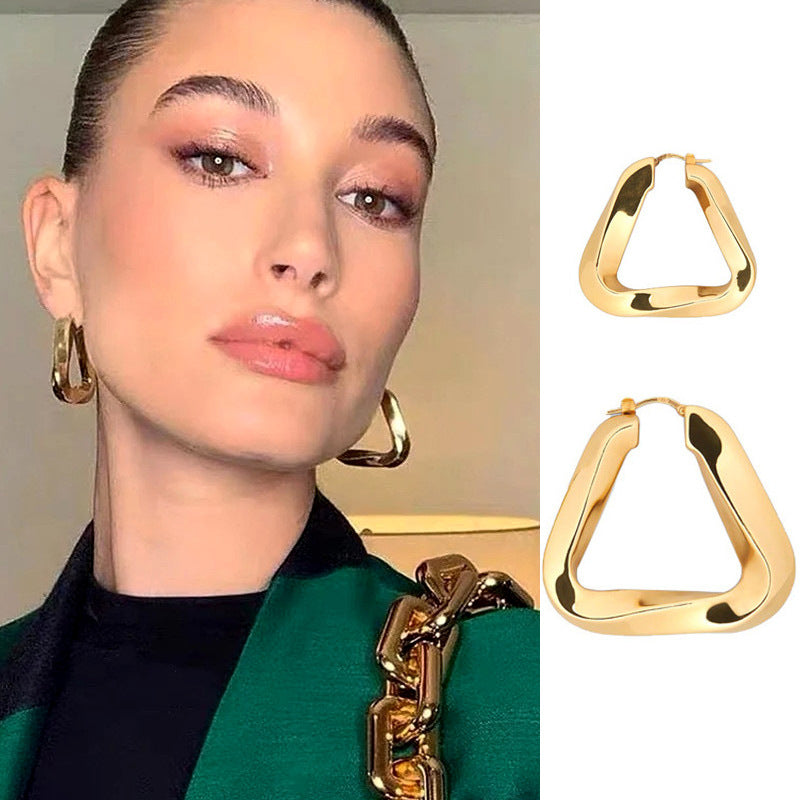 1 Pair Geometric Triangle Copper Plated Earrings