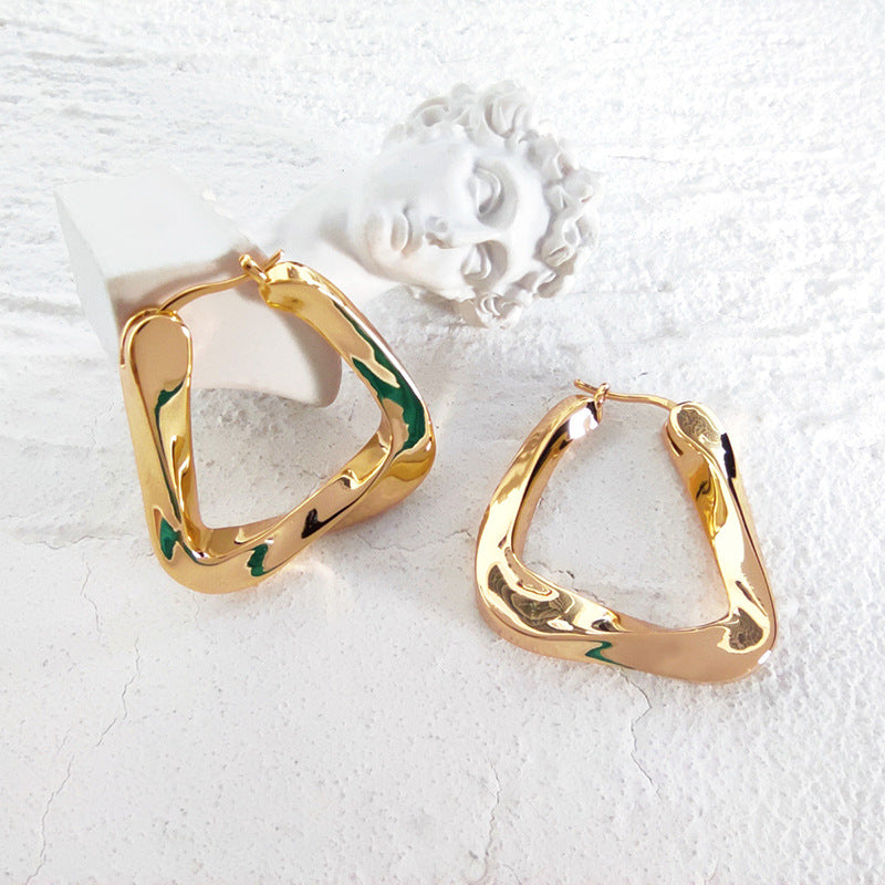 1 Pair Geometric Triangle Copper Plated Earrings