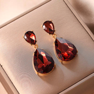 1 Pair Elegant Glass Plated Alloy Drop Earrings for Women