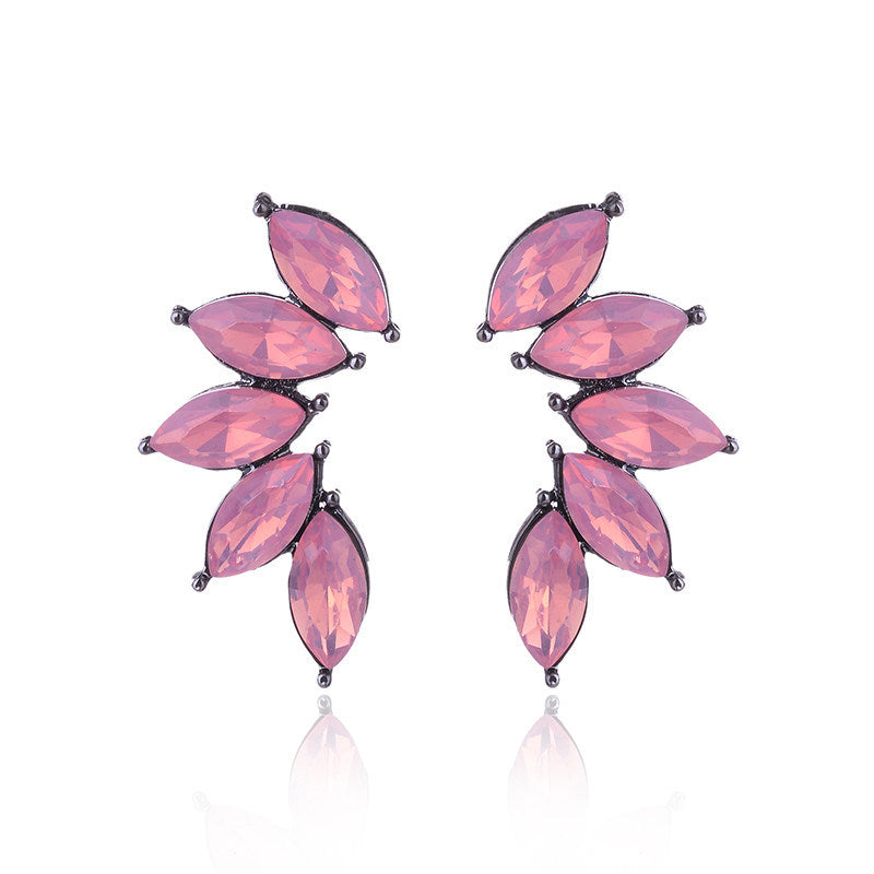 Glam Geometric Crystal Flower Drop Earrings for Women