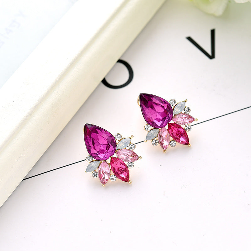 Glamorous Water Droplet Crystal Inlay Women's Drop Earrings