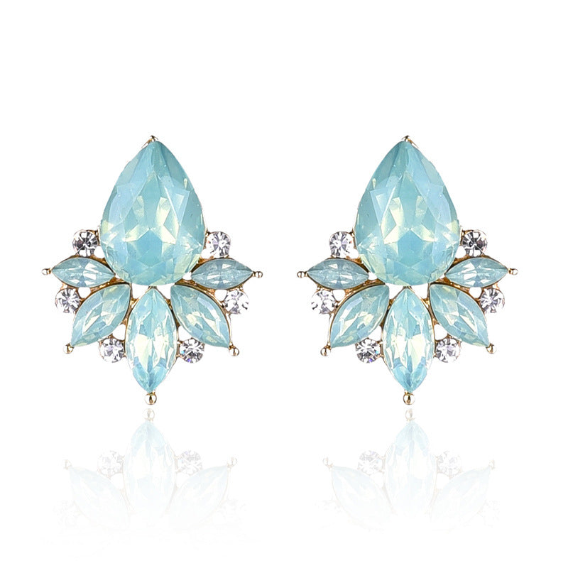 Glamorous Water Droplet Crystal Inlay Women's Drop Earrings