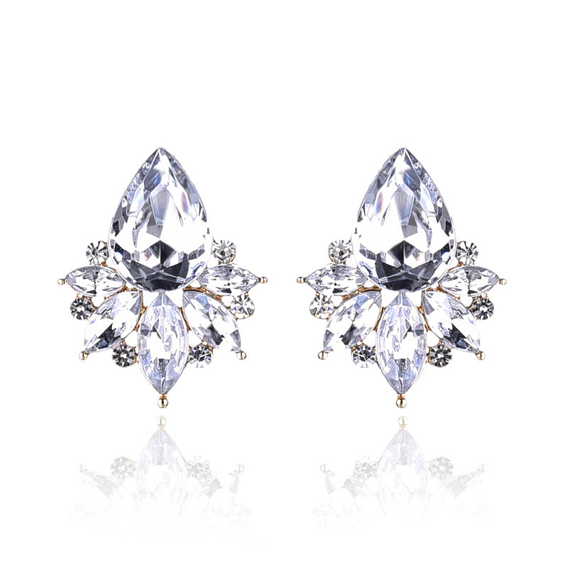 Glamorous Water Droplet Crystal Inlay Women's Drop Earrings