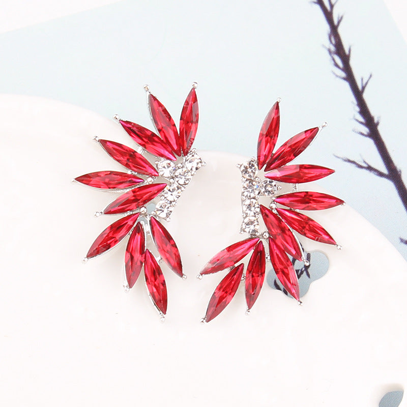 Glamorous Winged Alloy Resin Rhinestone Drop Earrings for Women