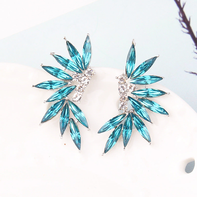 Glamorous Winged Alloy Resin Rhinestone Drop Earrings for Women