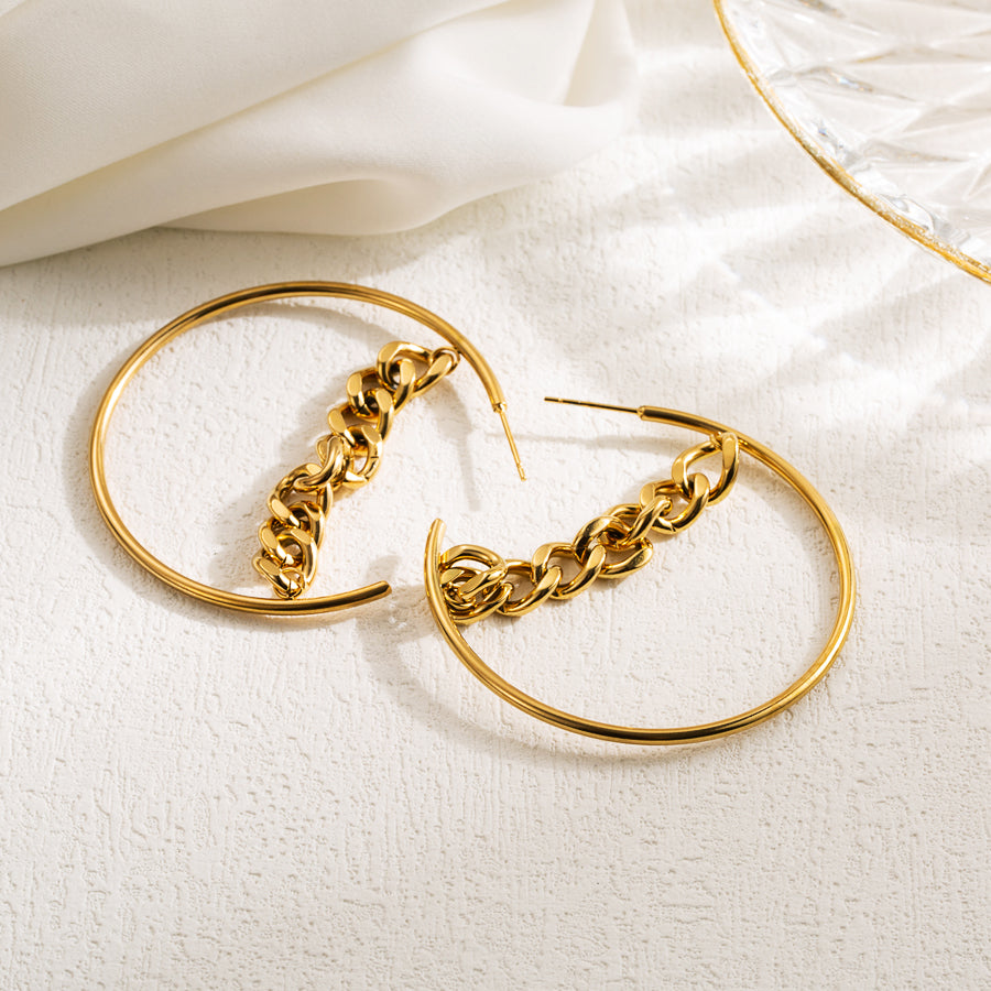 IG Style Oversized Geometric 18K Gold Plated Stainless Steel Earrings