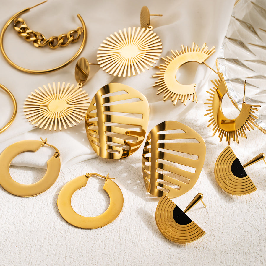 IG Style Oversized Geometric 18K Gold Plated Stainless Steel Earrings