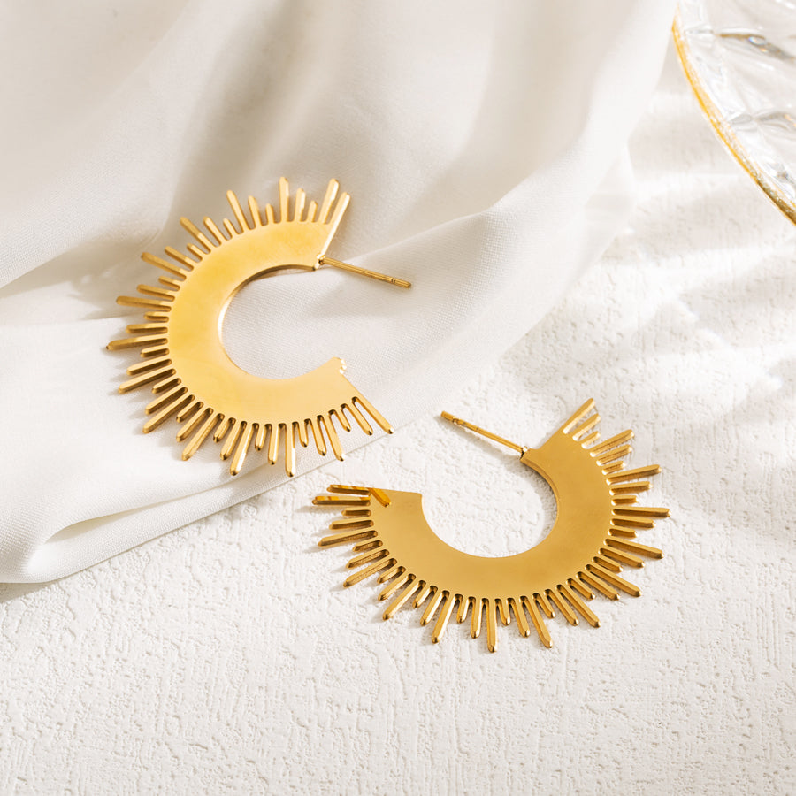 IG Style Oversized Geometric 18K Gold Plated Stainless Steel Earrings