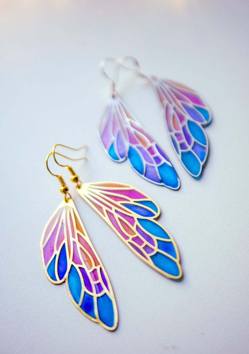 Gradient Wing Alloy Drop Earrings