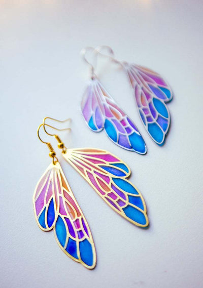 Gradient Wing Alloy Drop Earrings