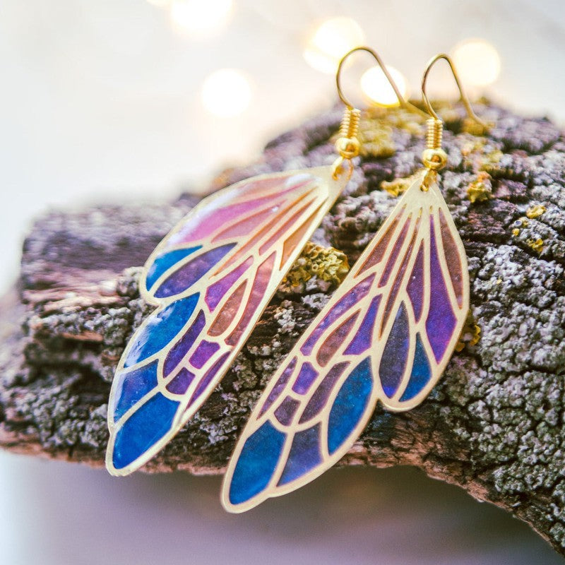 Gradient Wing Alloy Drop Earrings