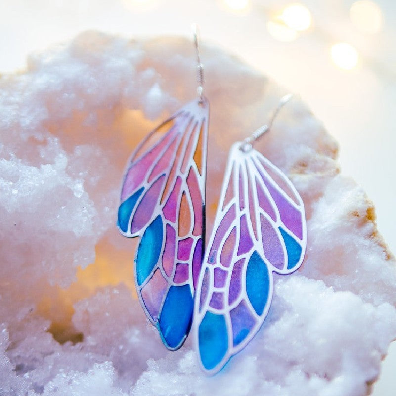 Gradient Wing Alloy Drop Earrings