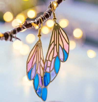 Gradient Wing Alloy Drop Earrings