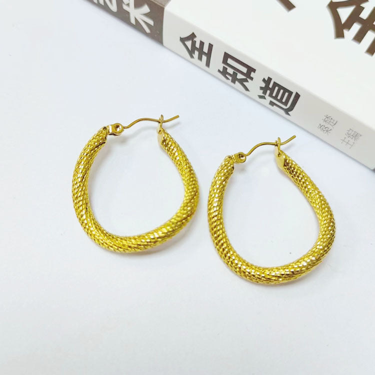 INS Style U Shape Geometric 18K Gold Plated Stainless Steel Earrings