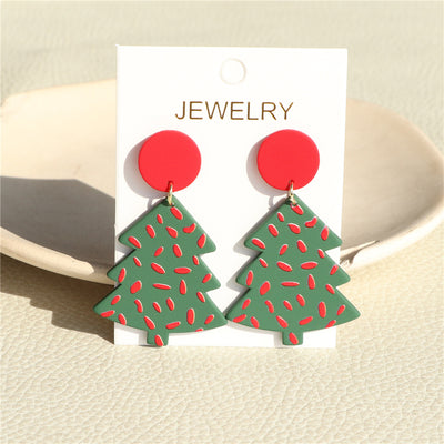 1 Pair Modern Christmas Tree Acrylic Cane Drop Earrings