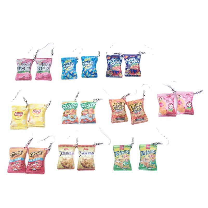 1 Pair Novelty Food Resin Women's Drop Earrings - Creative Handmade Fun Snack Dangle Jewelry