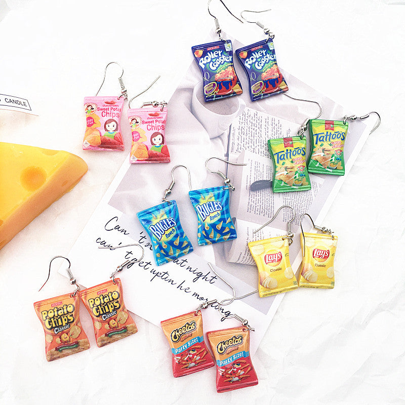 1 Pair Novelty Food Resin Women's Drop Earrings - Creative Handmade Fun Snack Dangle Jewelry