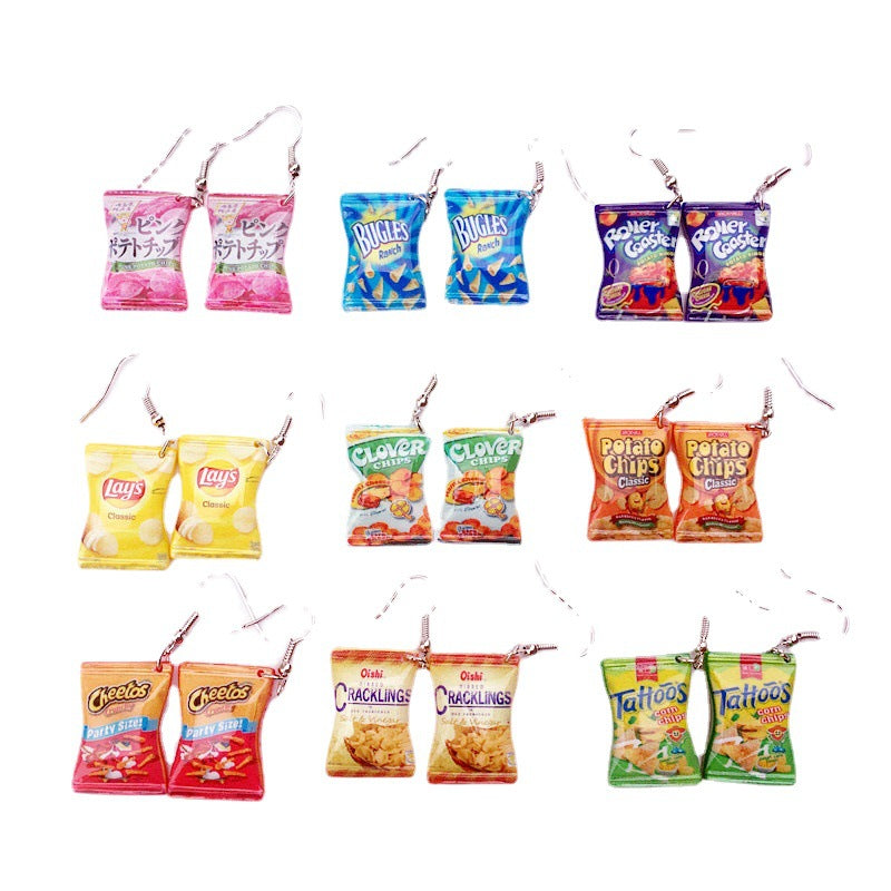 1 Pair Novelty Food Resin Women's Drop Earrings - Creative Handmade Fun Snack Dangle Jewelry